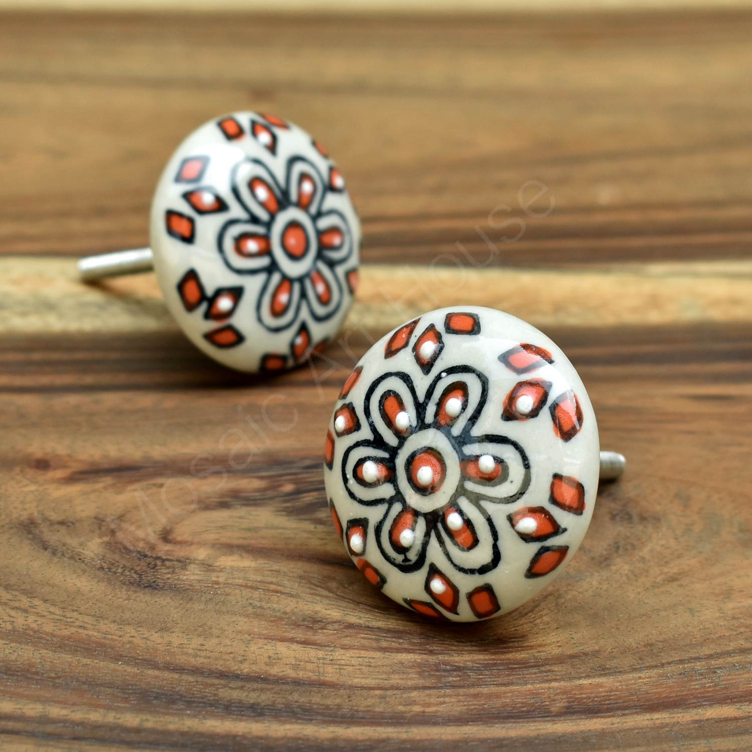 Pyrrha Ceramic Floral Cupboard Wardrobe Knob Pull