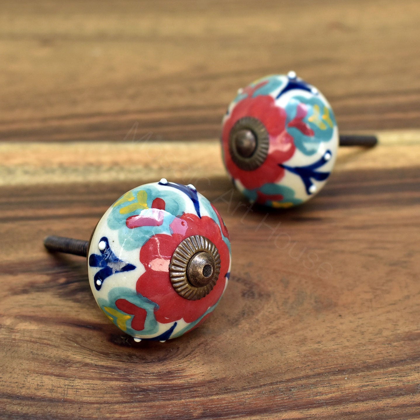 Poppy Patch Ceramic Kitchen Cabinet Knob