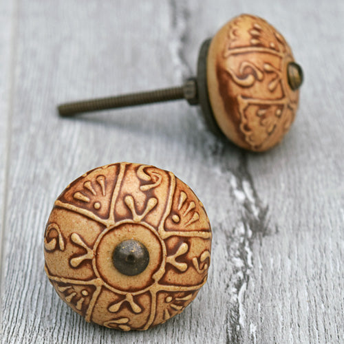 Amber Earthen Ceramic Cupboard Drawer Knob