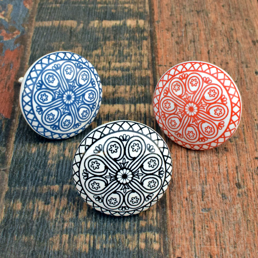 Chinoiserie Round Ceramic Cabinet Knob Pull