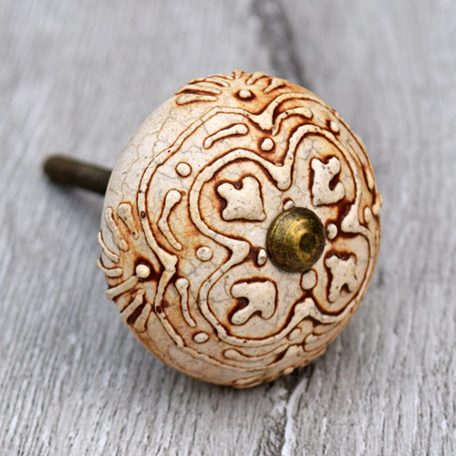 Boho Bloom Earthen Ceramic Wardrobe Drawer Knob