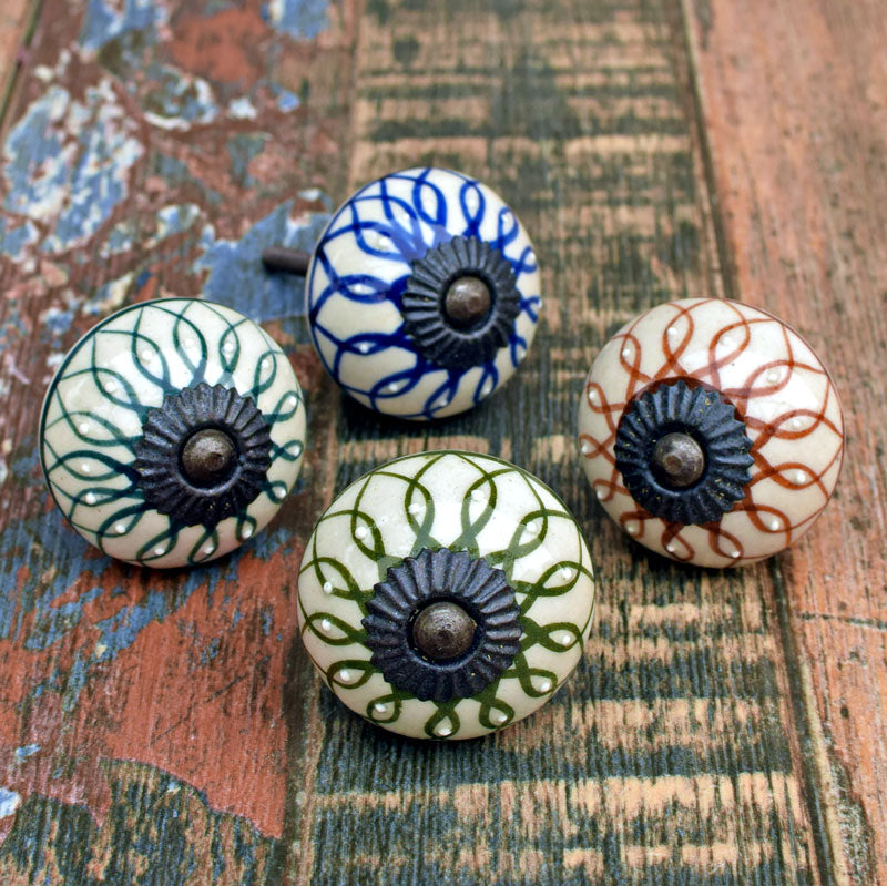 Yaman Colorful Ceramic Cabinet Dresser Knob and Pull