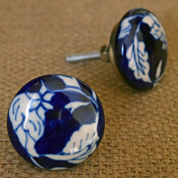 Tawang Blue and White Ceramic Cupboard Door Knob