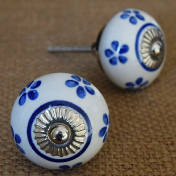 Jodhpur Blue Flower Ceramic Cupboard Door Knob