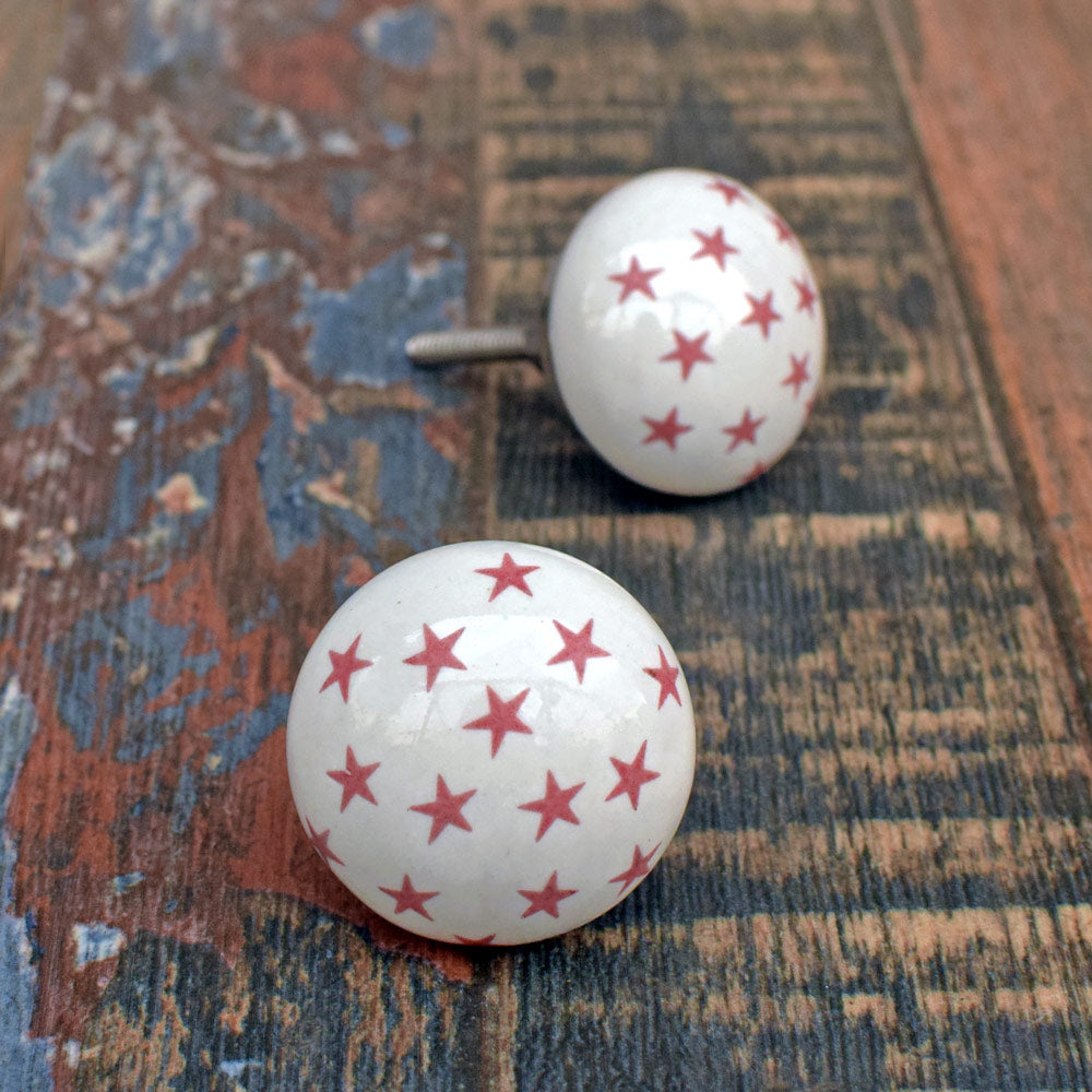 Pink Starburst Ceramic Cabinet Dresser Knob