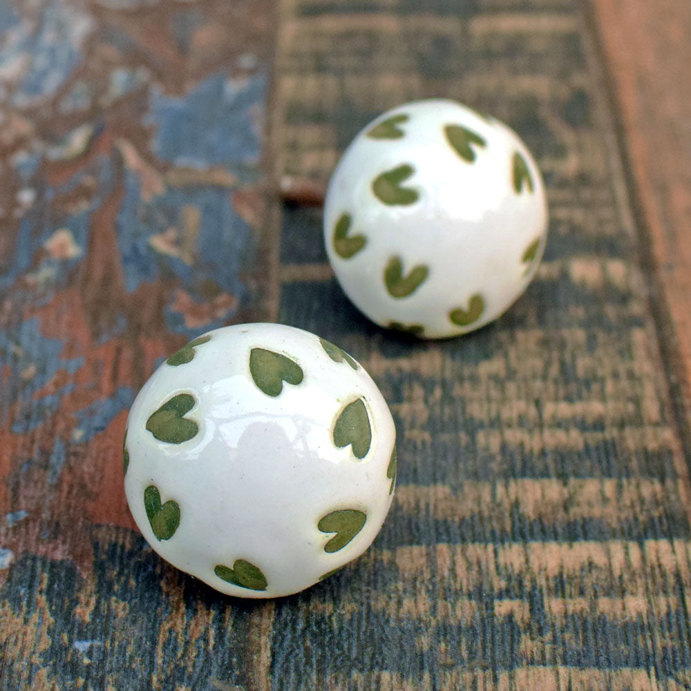 Basil Heart Ceramic Cabinet Dresser Knob