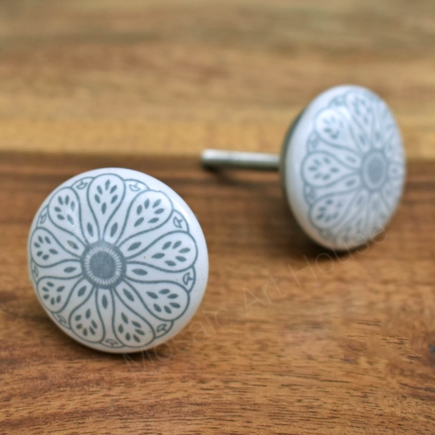 Moonstone Mandala Ceramic Cupboard and Cabinet Door Knob