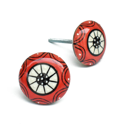 Anahita Red Ceramic Wardrobe Drawer Knob