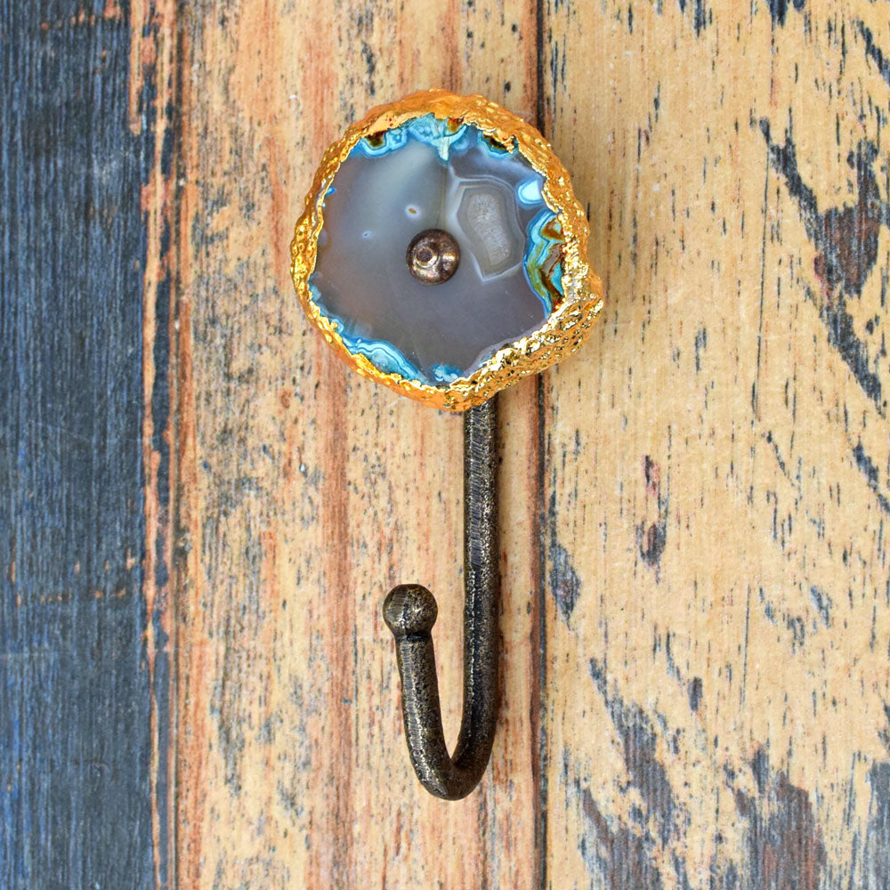 Mountain Mist Blue Grey Agate Antique Wall Hook