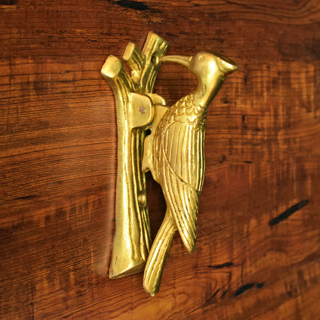 Piper Woodpecker Solid Brass Door Knocker