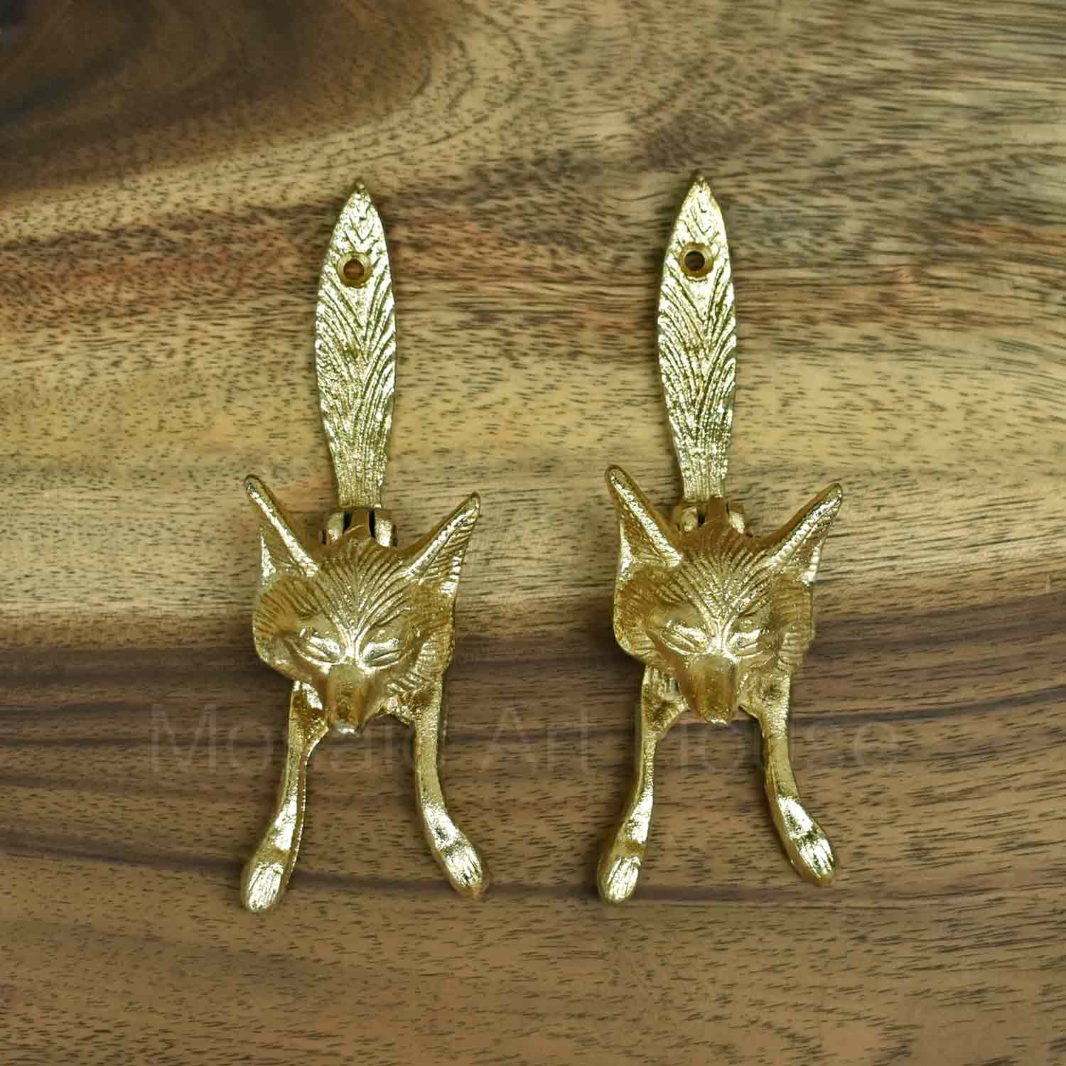 Tawny Fox Head Gold Door Knocker