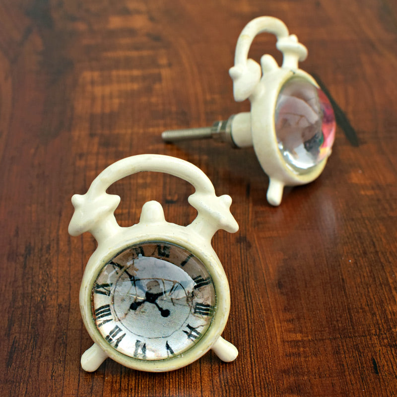 Chronos Clock Metal Glass Cabinet Dresser Knob