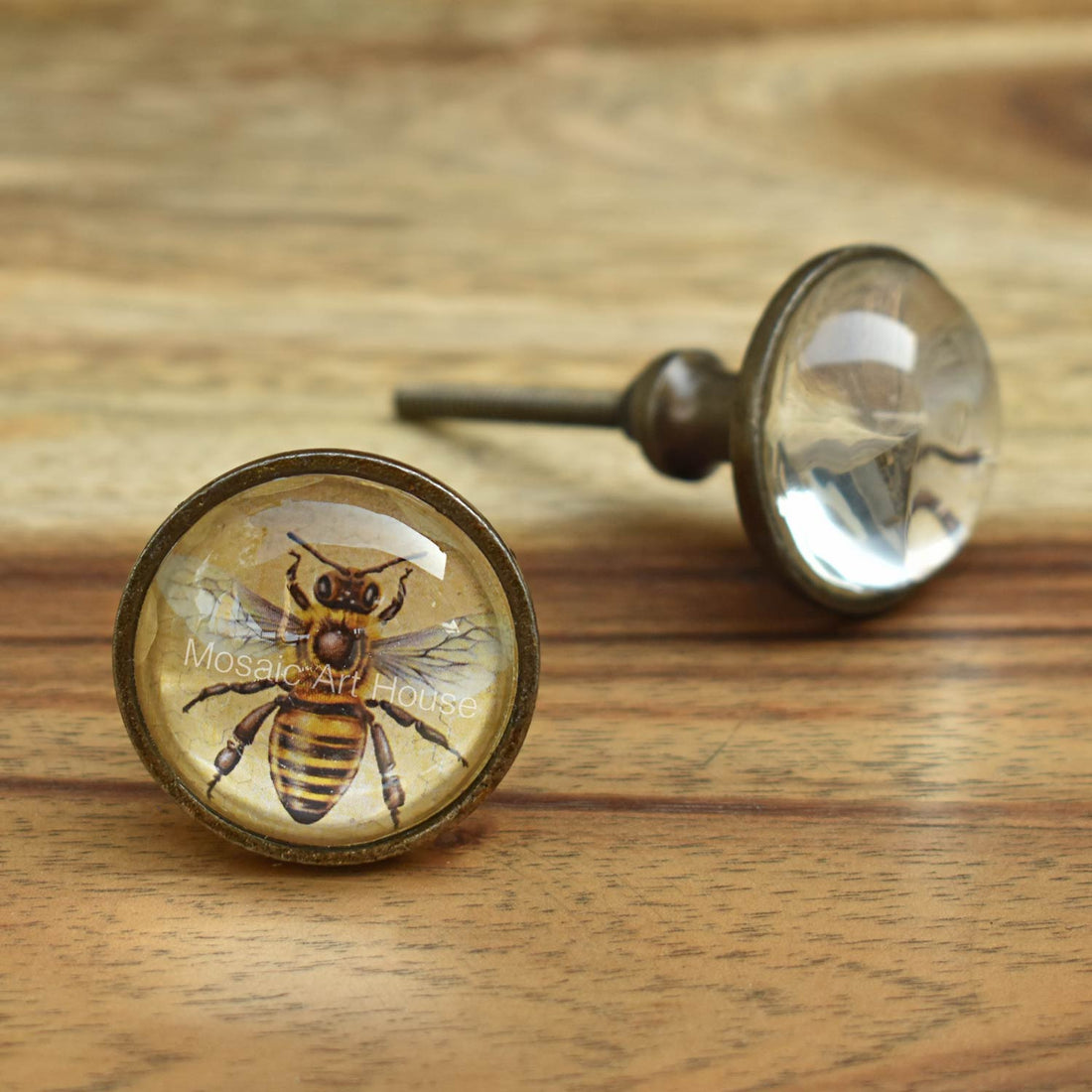 Mason Bee Metal Glass Cabinet Dresser Knob