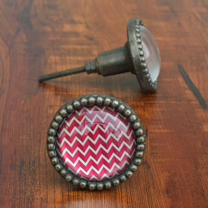 Saharan Pink Metal Glass Cabinet Dresser Knob