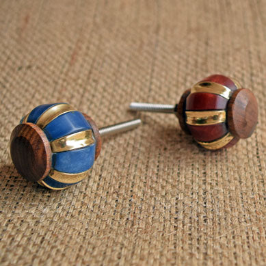 Zellige Brass Wood Dresser Drawer Knob