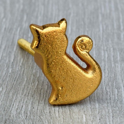 Meowington Gold Cat Drawer Knob