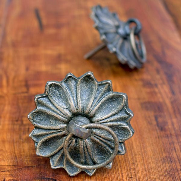 metal flower drop pull knob 