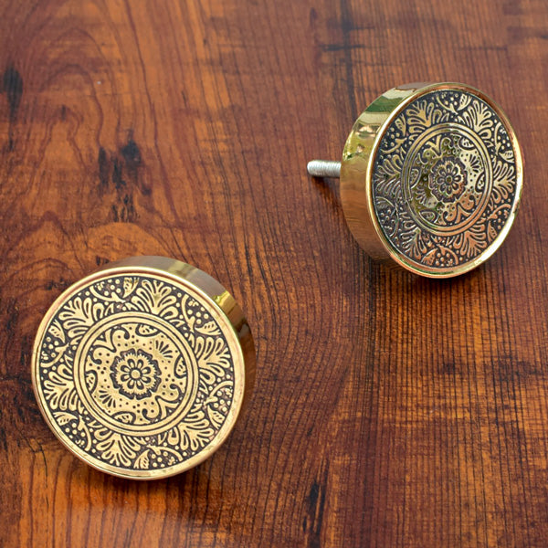 Verdelle Floral Brass Cupboard Drawer Knob