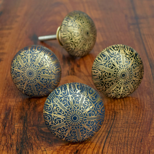 Nizam Etched Brass Cabinet Dresser Knob