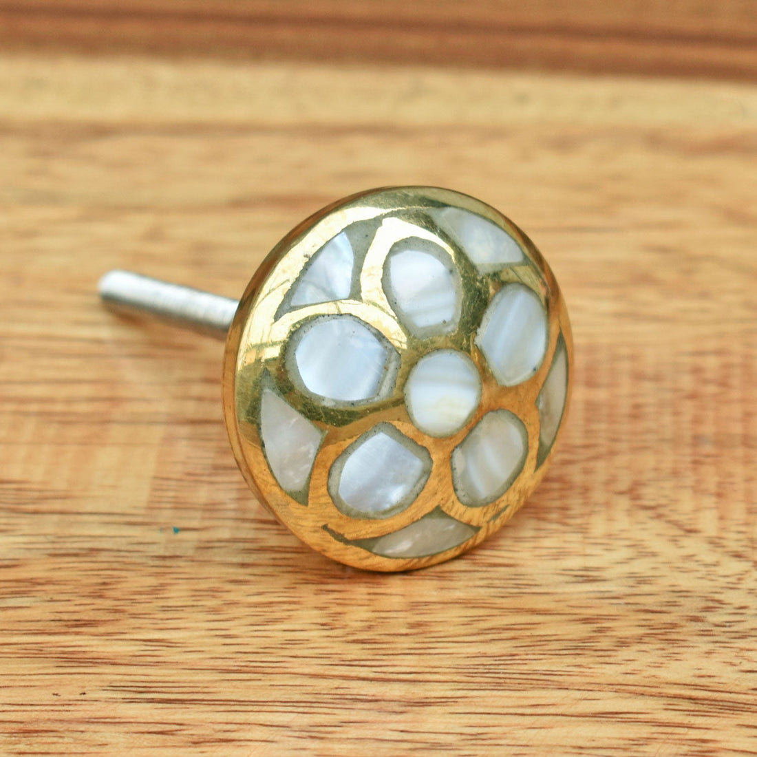 Marigold Mother of Pearl Brass Cabinet Knob