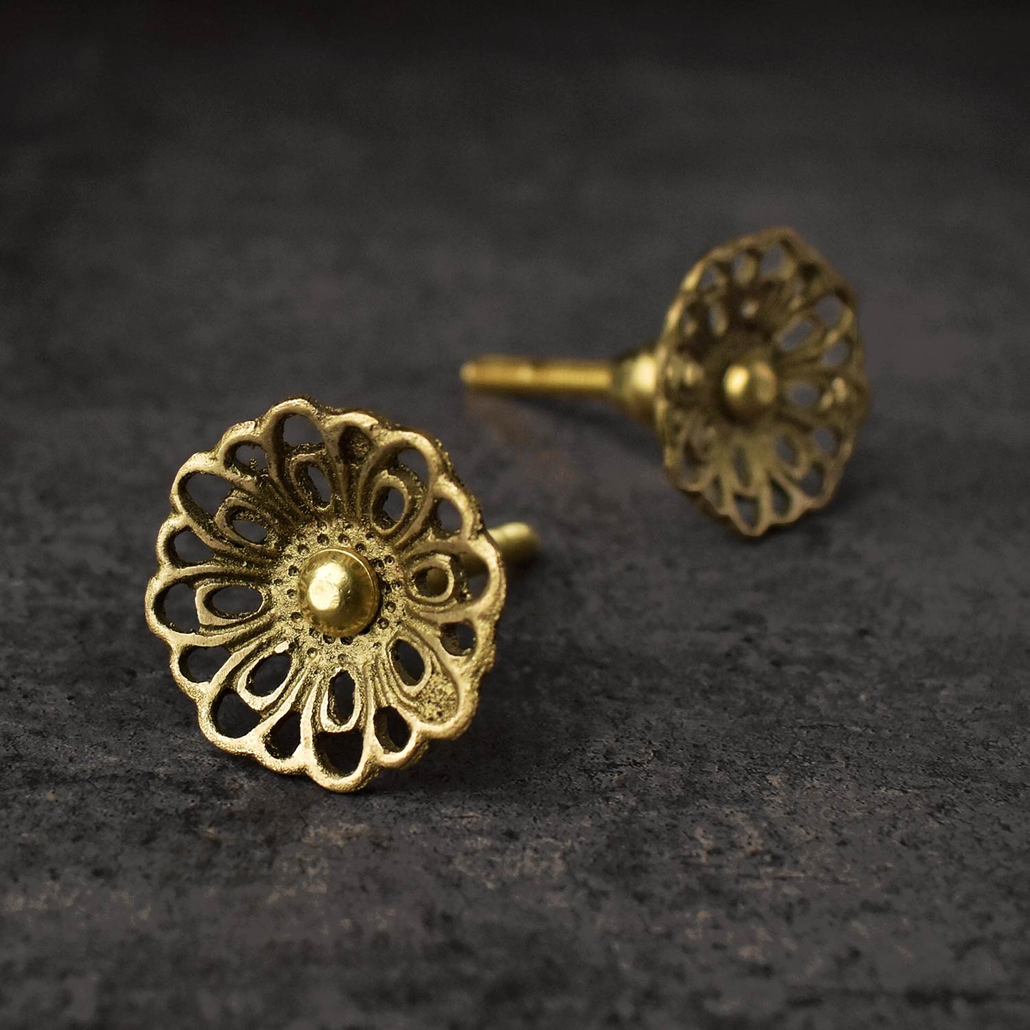 Zinnia Brass Kitchen Cabinet Drawer Knob