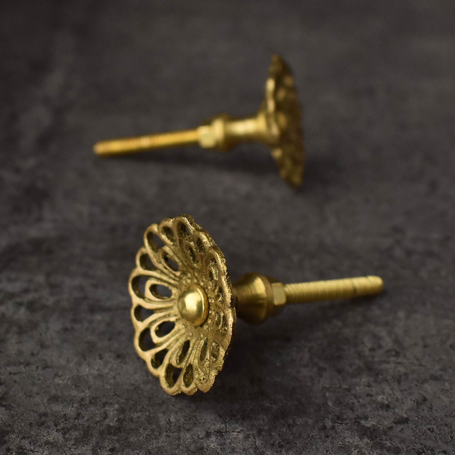 Zinnia Brass Kitchen Cabinet Drawer Knob