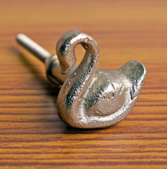 Icarus Silver Swan Cabinet Drawer Knob