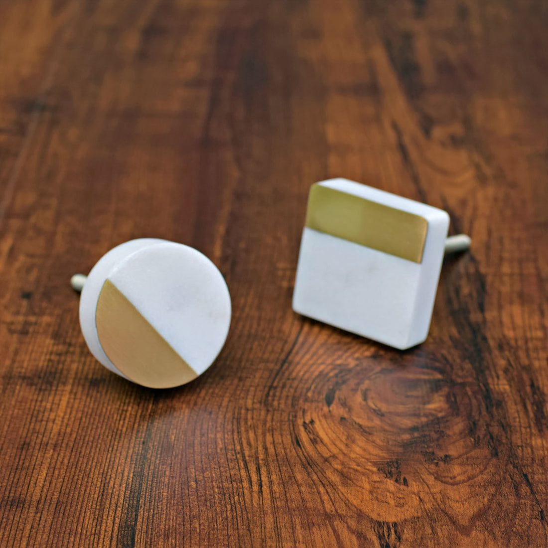 Taj Stone &amp; Brass Wardrobe Drawer Knob