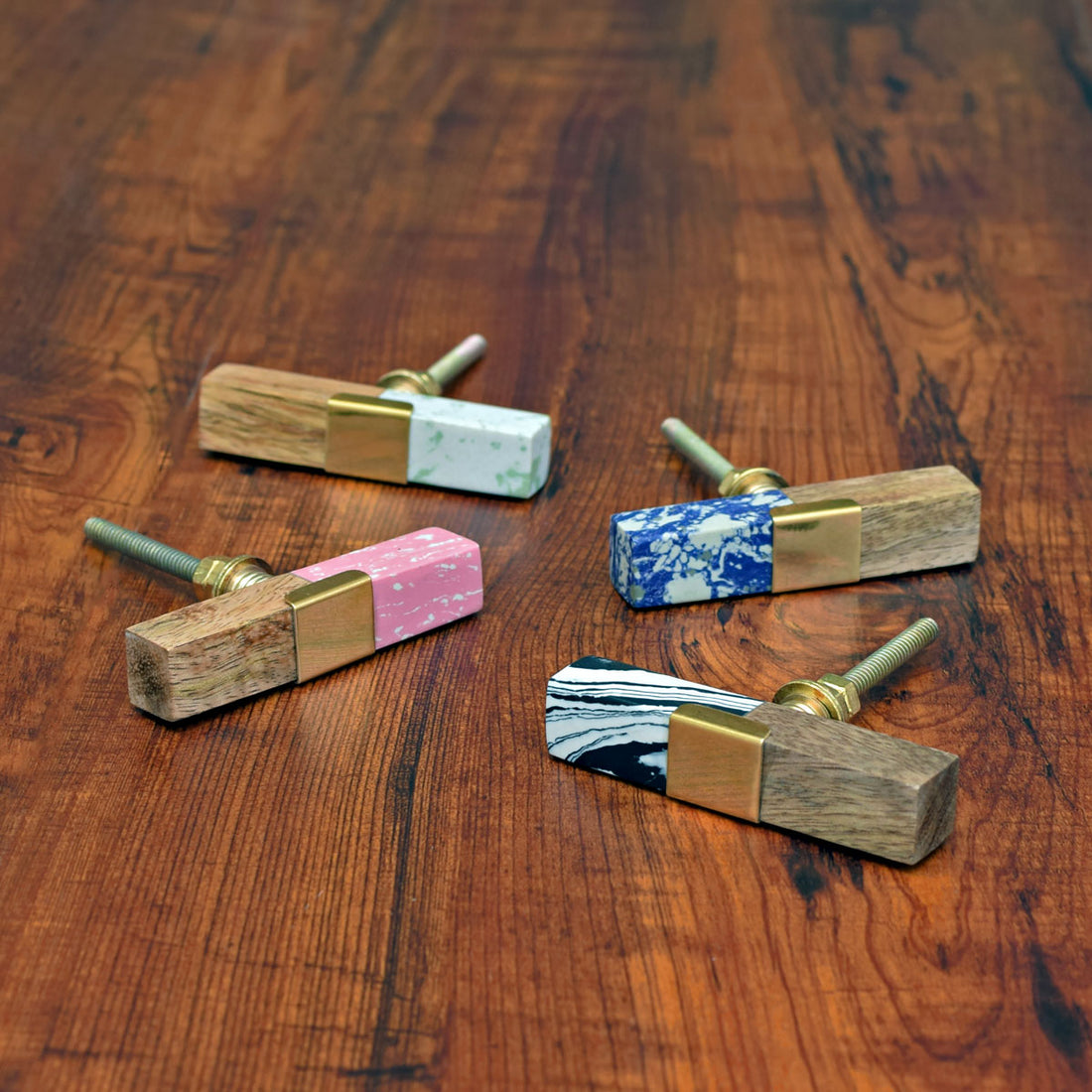 Stone Whirl Wood T Bar Drawer Knob Handle