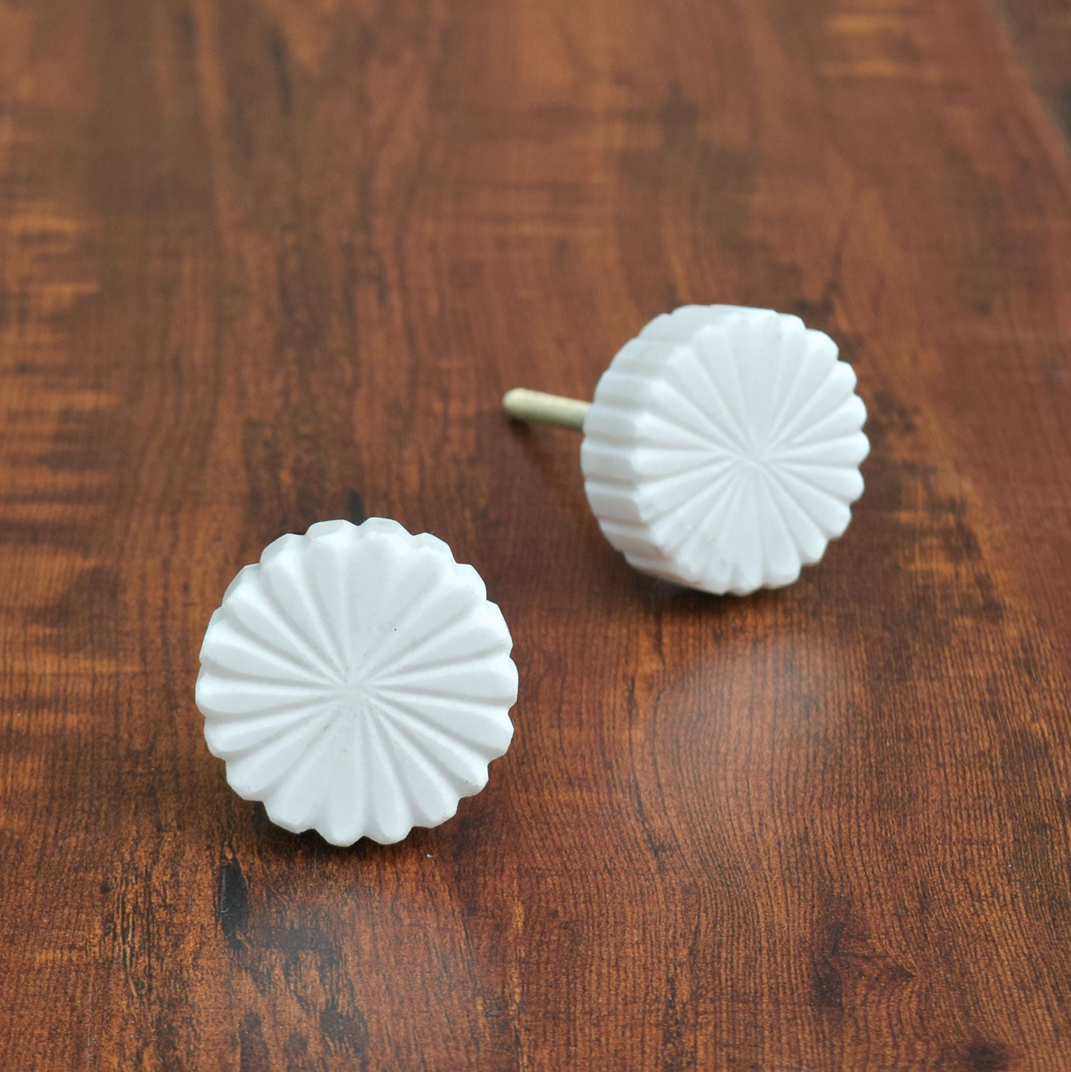 White Dahlia Stone Furniture Dresser Knob