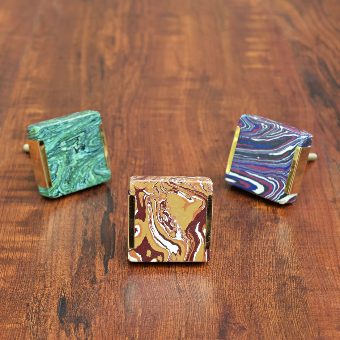 Square Whirl Brass Stone Furniture Drawer Knob