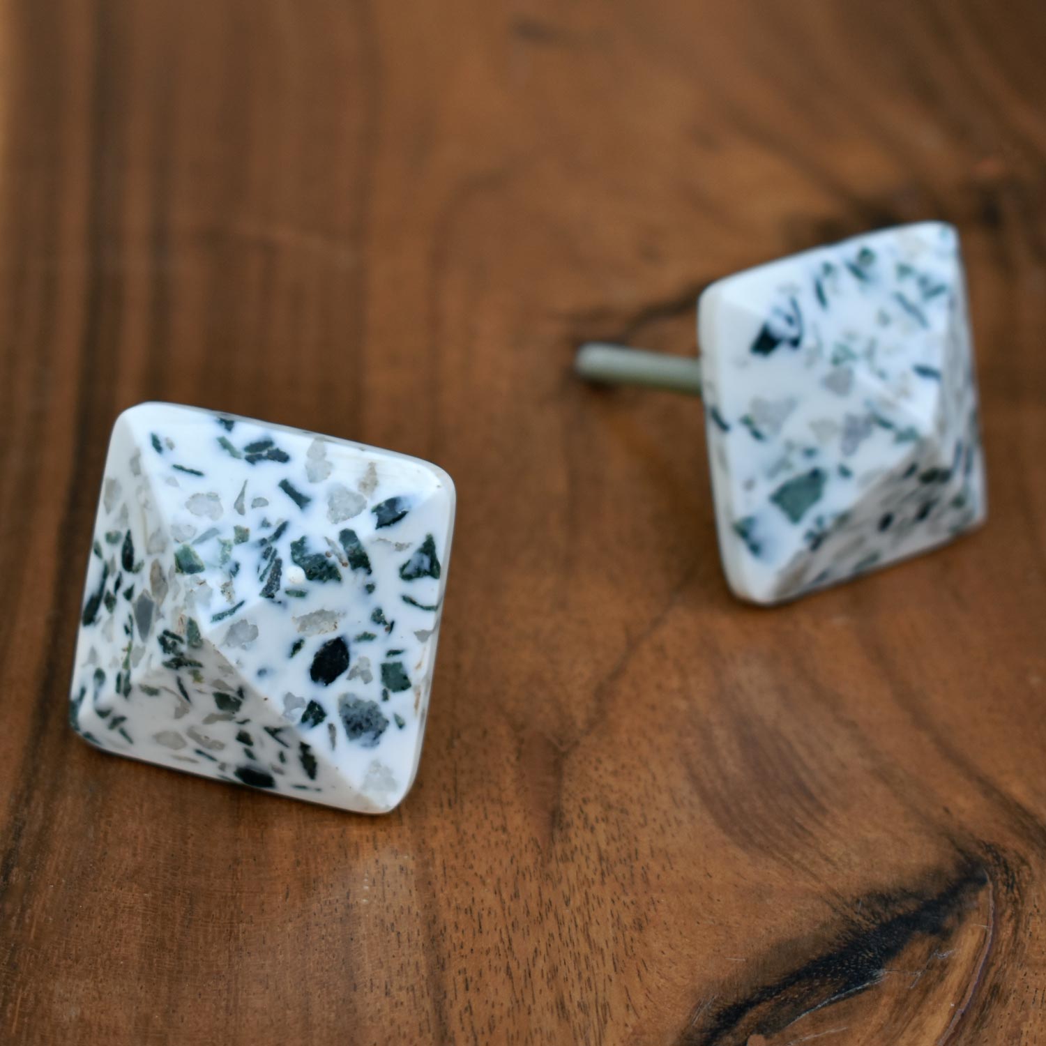 White Terrazzo Pyramid Cabinet Cupboard Knob