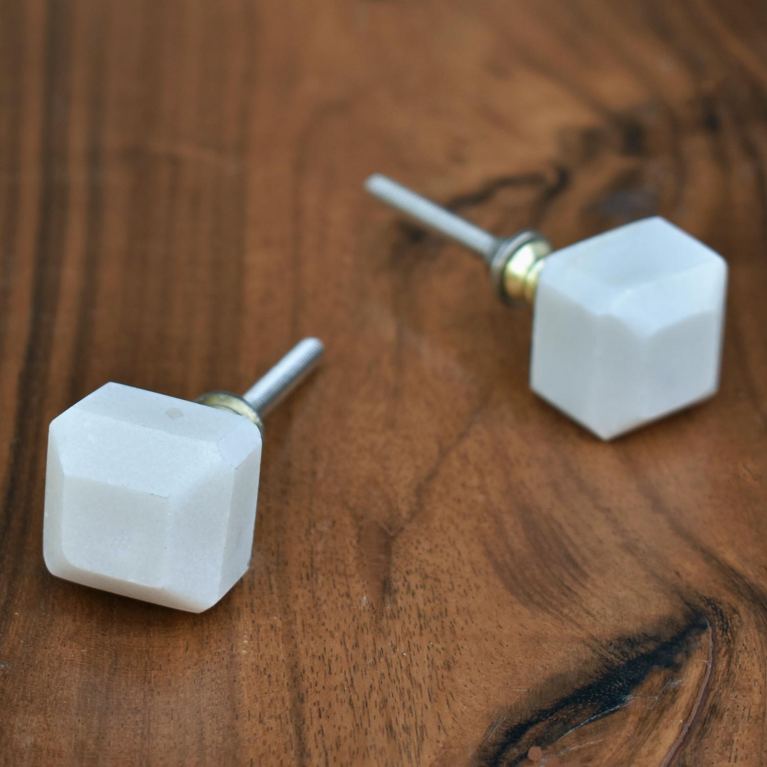 white stone drawer knob