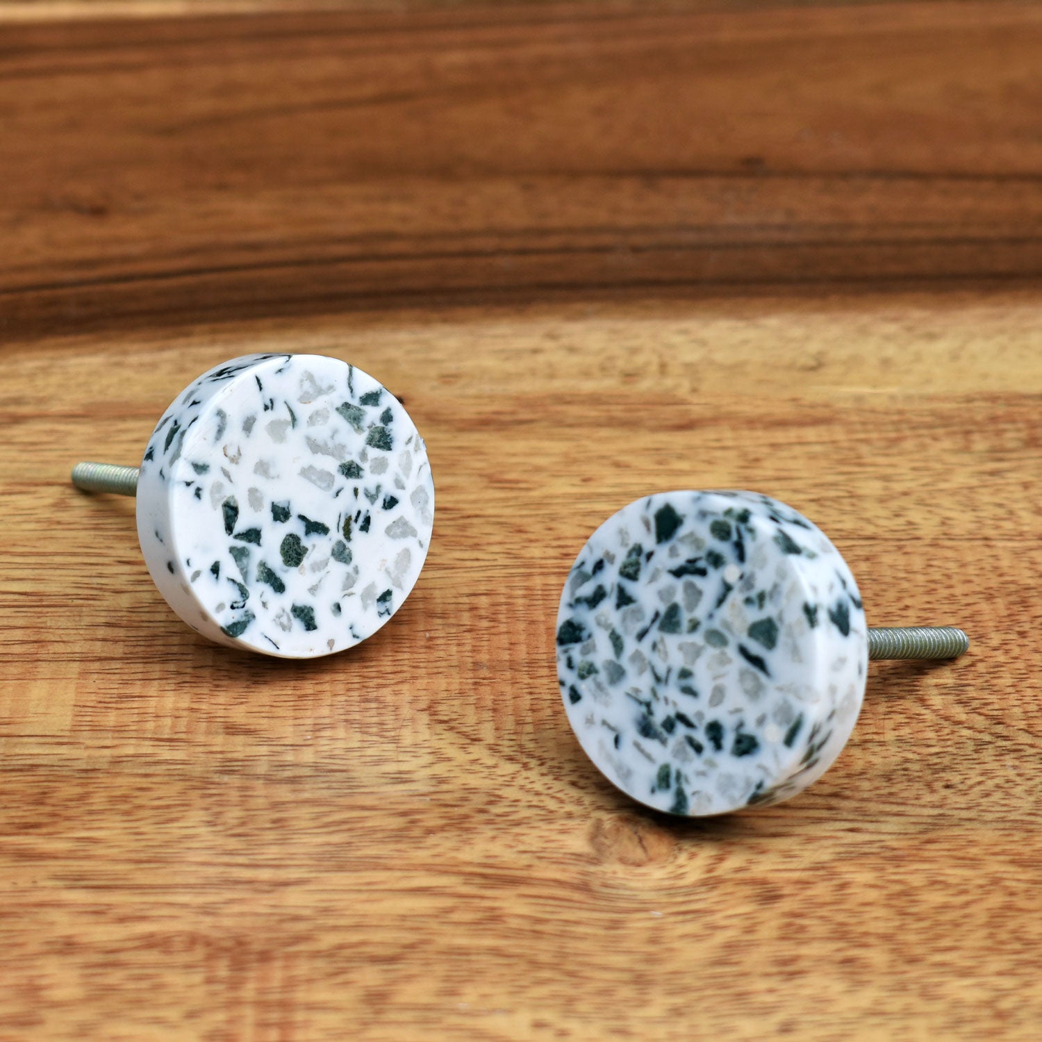 White Terrazzo Round Cabinet Cupboard Knob