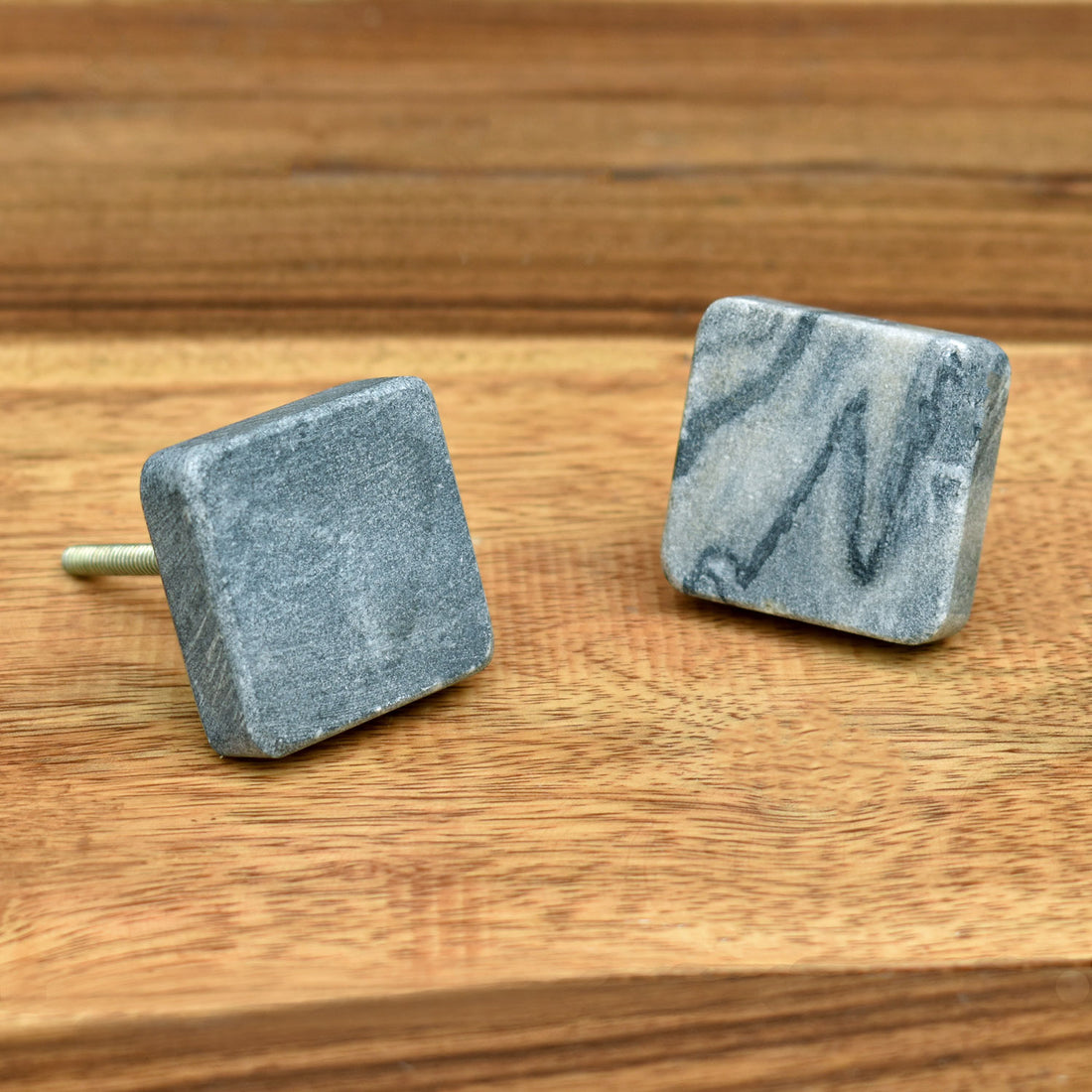 grey stone square drawer knob