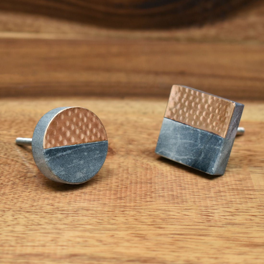 Mirai Hammered Copper Stone Wardrobe Drawer Knob