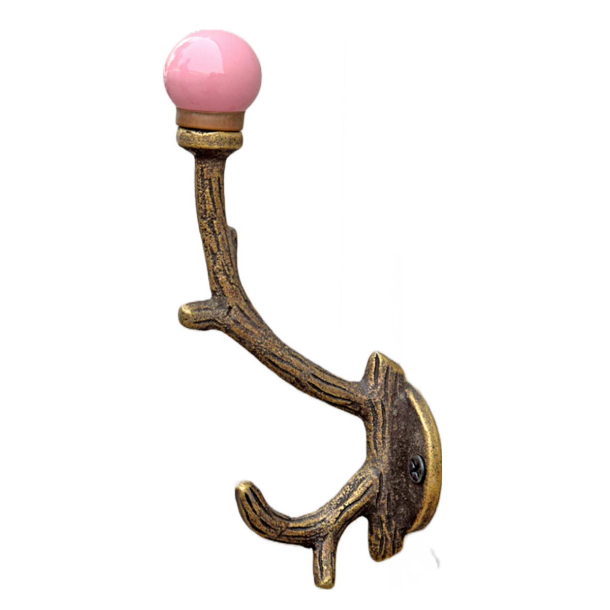 Sequoia Cast Iron Pink Ceramic Knob Coat Wall Hook