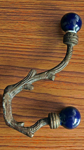 Izmir Iron Branch Navy Ceramic Knob Wall Hook