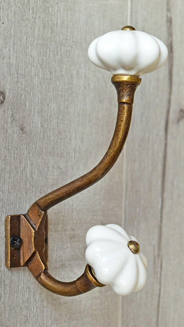 Bursa Cast Iron Ivory Melon Ceramic Knob Wall Hook