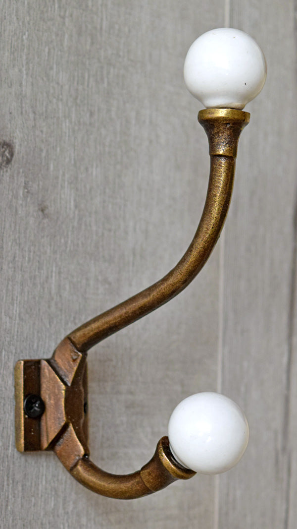 Bursa Cast Iron Ivory Ceramic Knob Coat and Towel Wall Hook