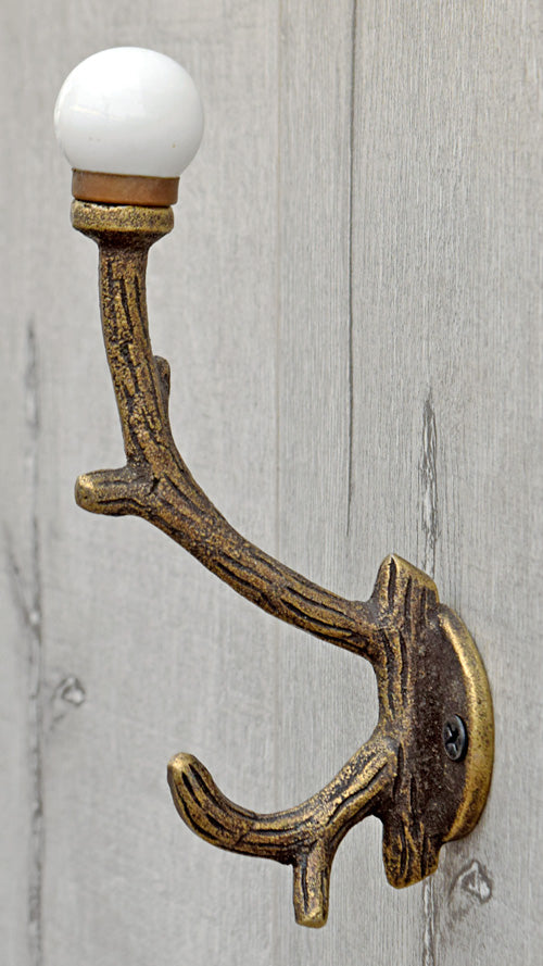 Sequoia Cast Iron Ivory Ceramic Knob Coat Wall Hook