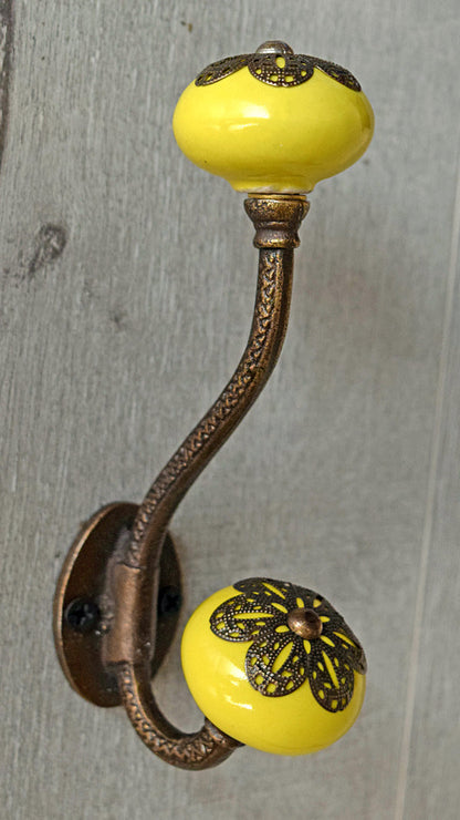 Adana Cast Iron Lemon Ceramic Knob Wall Hook