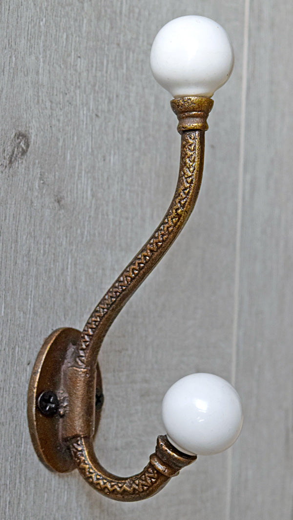 Adana Cast Iron White Ceramic Knob Wall Hook