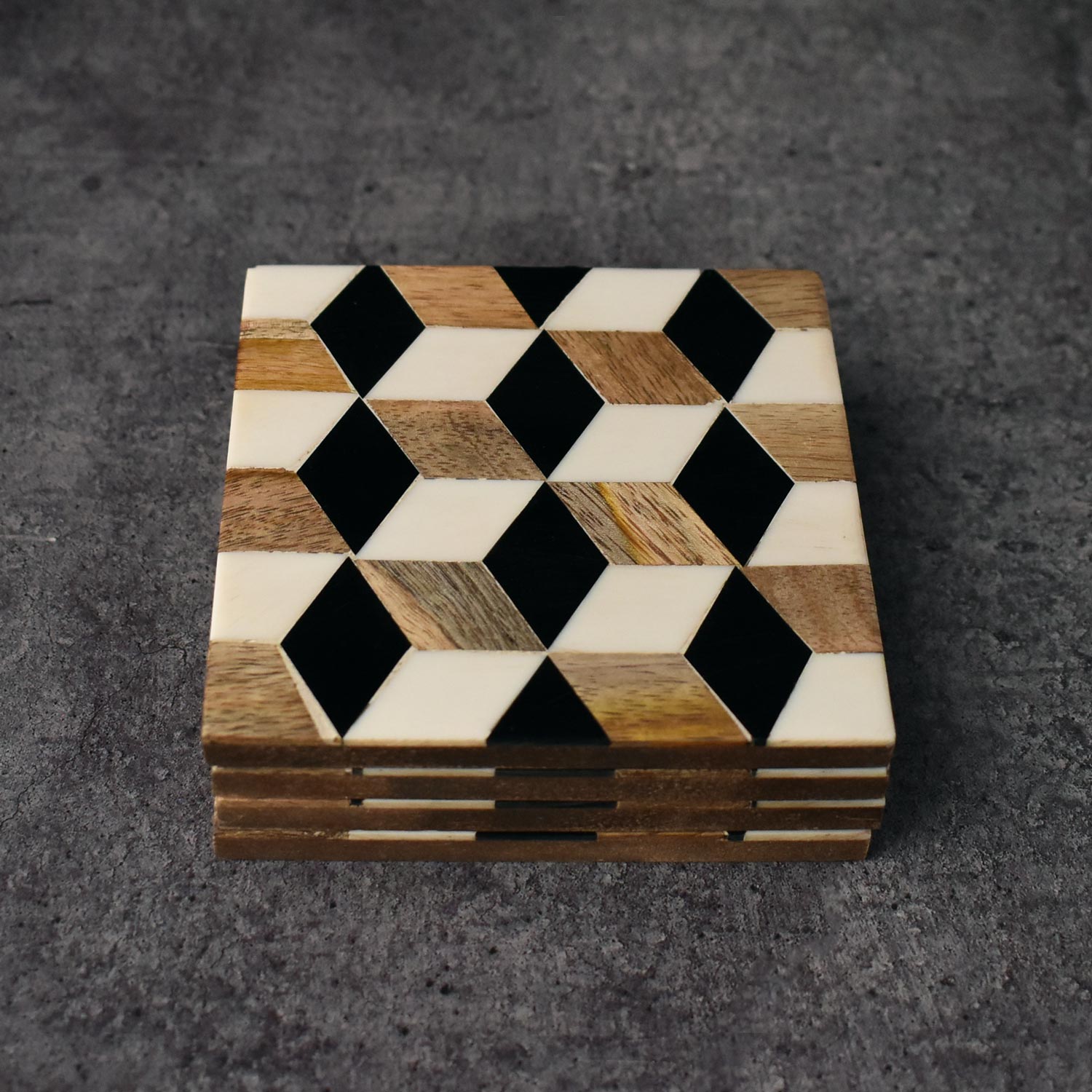 Tartan Wood Resin Coasters Set of 4