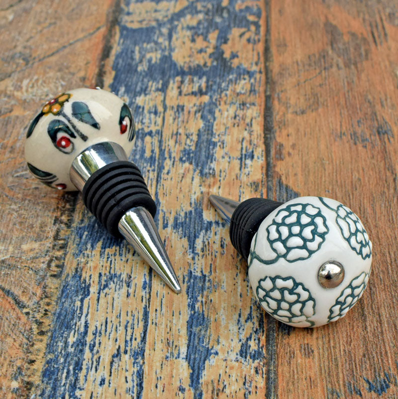 Nebbiolo Grey Floral Wine Bottle Stopper