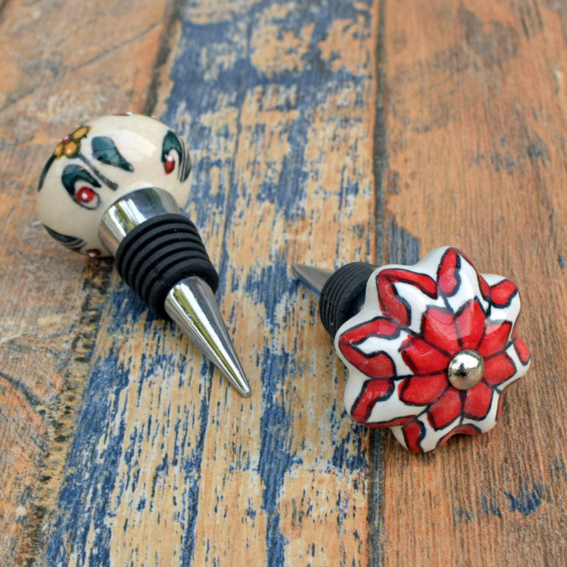 Chenin Blanc Red Floral Wine Bottle Stopper