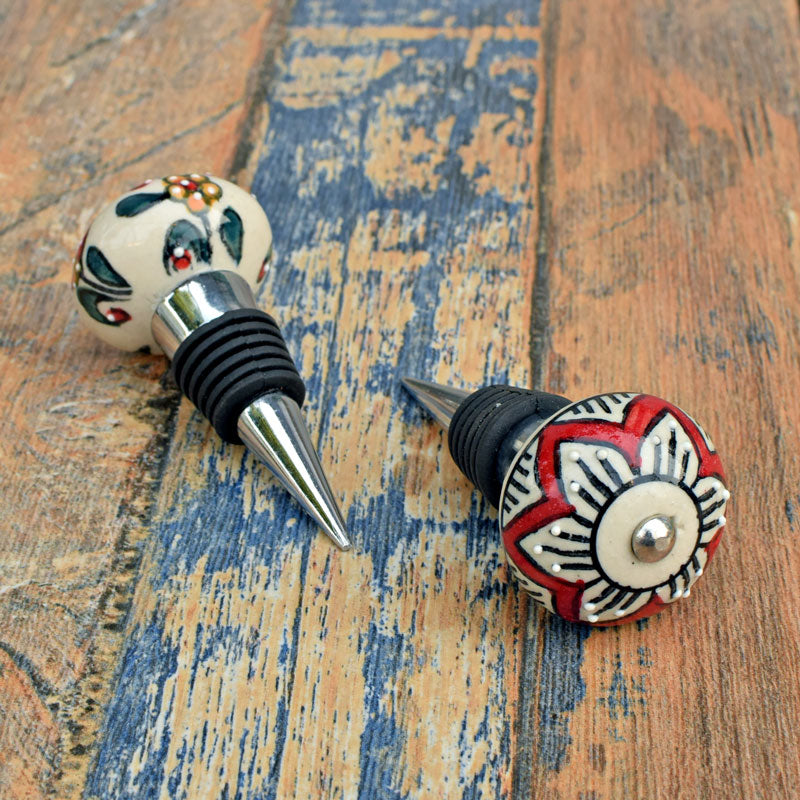 Barbera Red Floral Wine Bottle Stopper