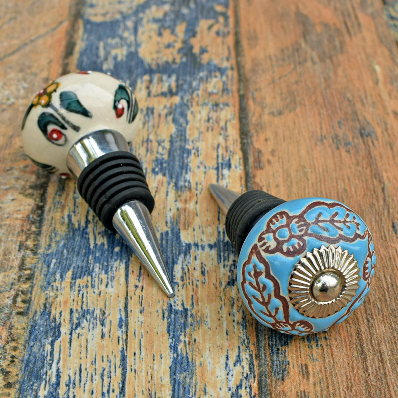 Carmenere Blue Wine Bottle Stopper